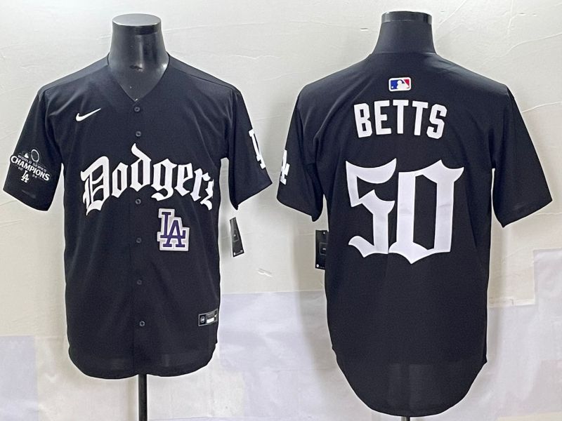 Men 2025 Los Angeles Dodgers #50 Betts Black Seventh generation Joint Name Nike MLB Jersey style 18